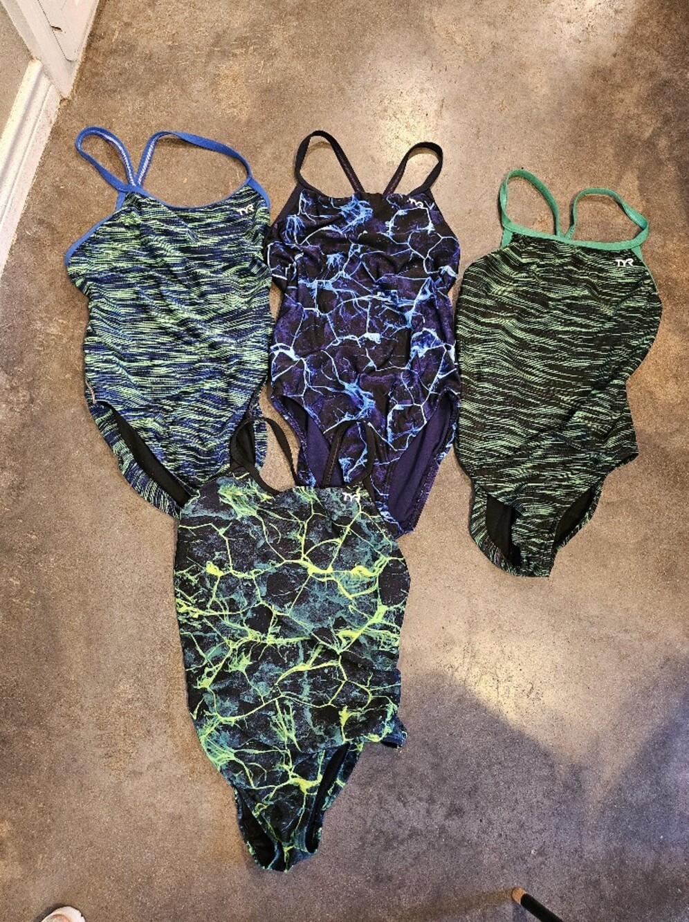 TYR Women's One-Piece Swimsuits in Blue, Green, Black Mix